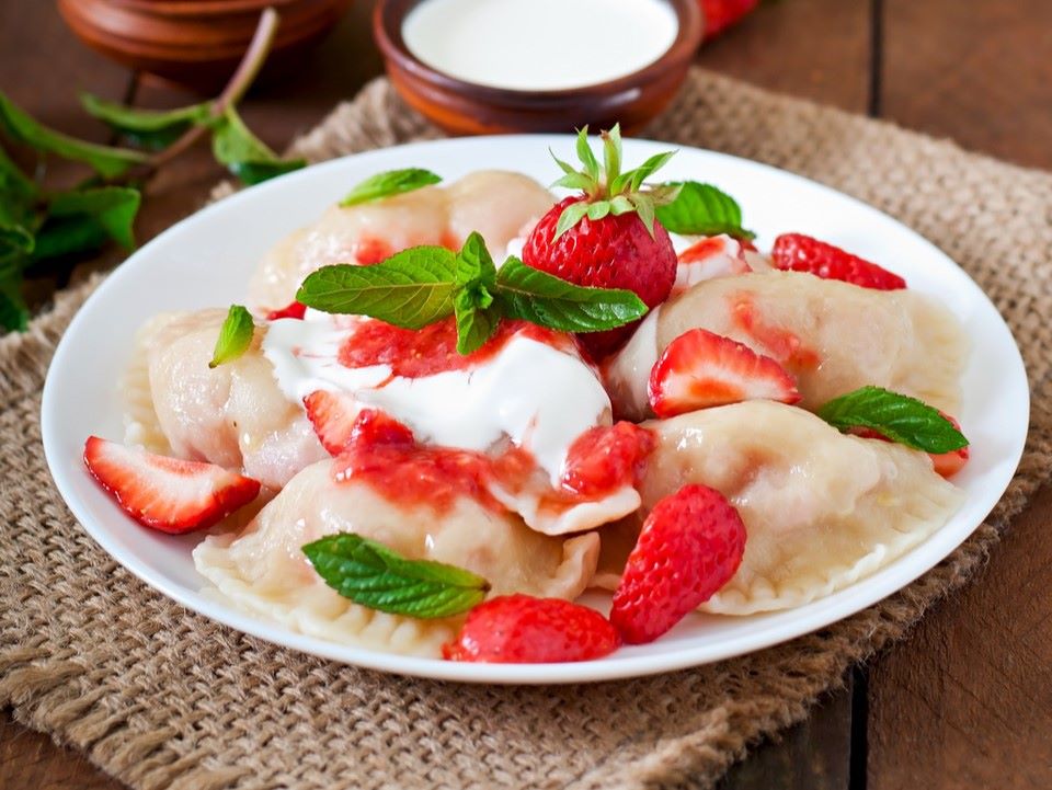 草莓覆盆子焦糖餃子